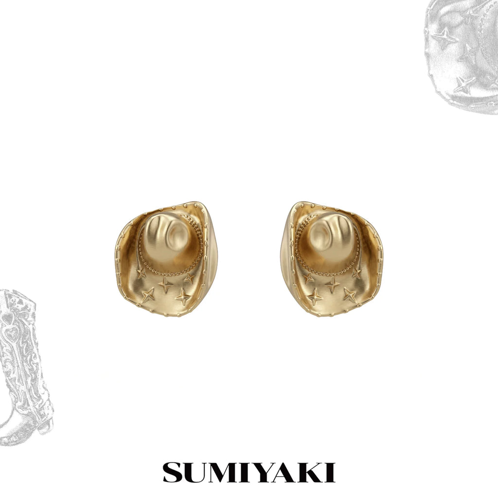 SUMIYAKI Make Old Cowboy Hat Earrings