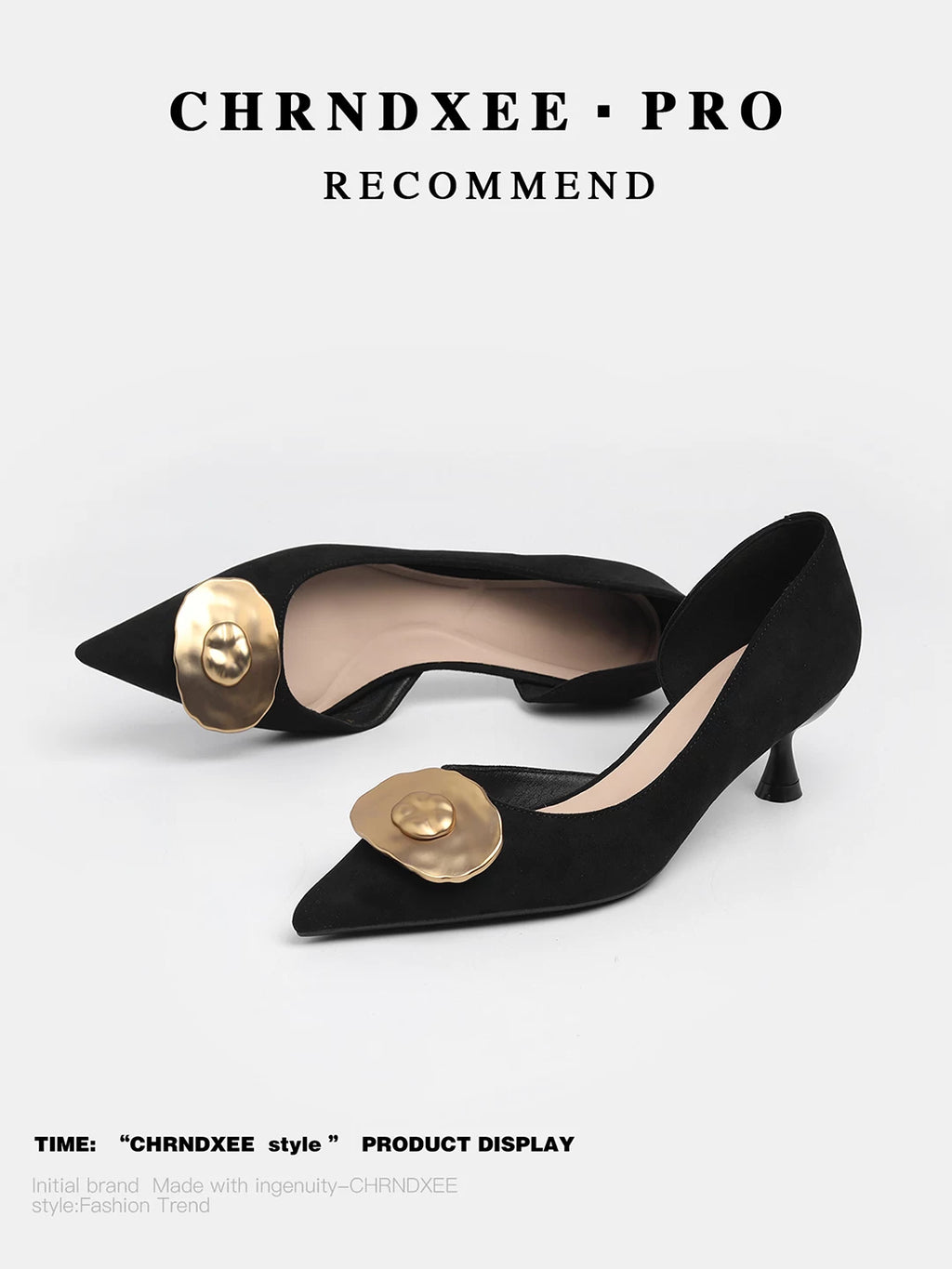 CHRNDXEE Retro Pointed Head Shallow Mouth High Heels
