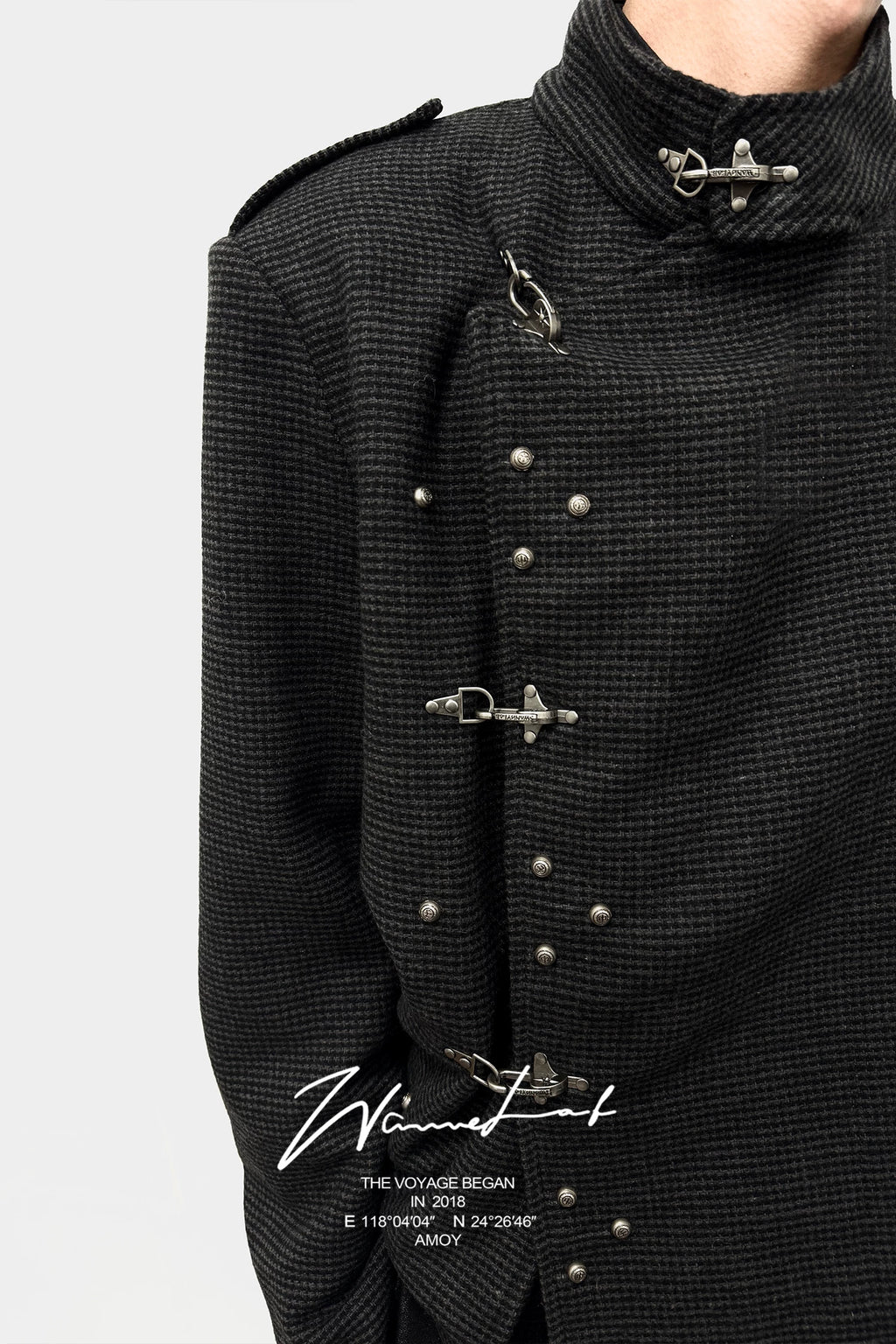 WANNA LAB Vintage Stand-Up Collar Short Jacket