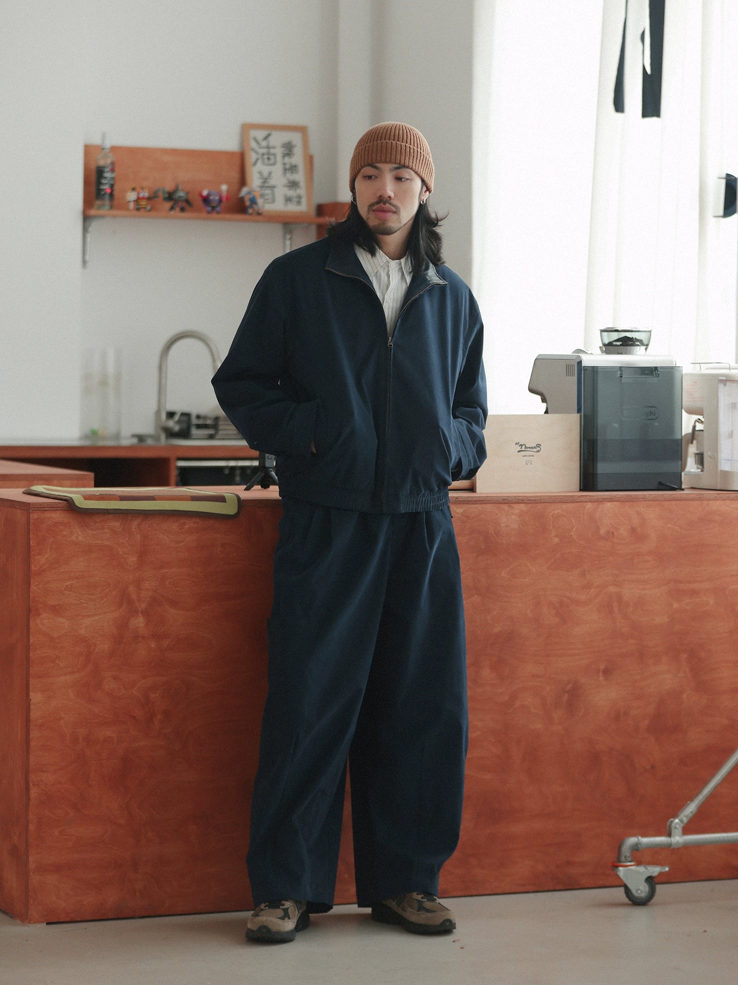 NOEARS Vintage Loose Elastic Waist Straight Casual Pants