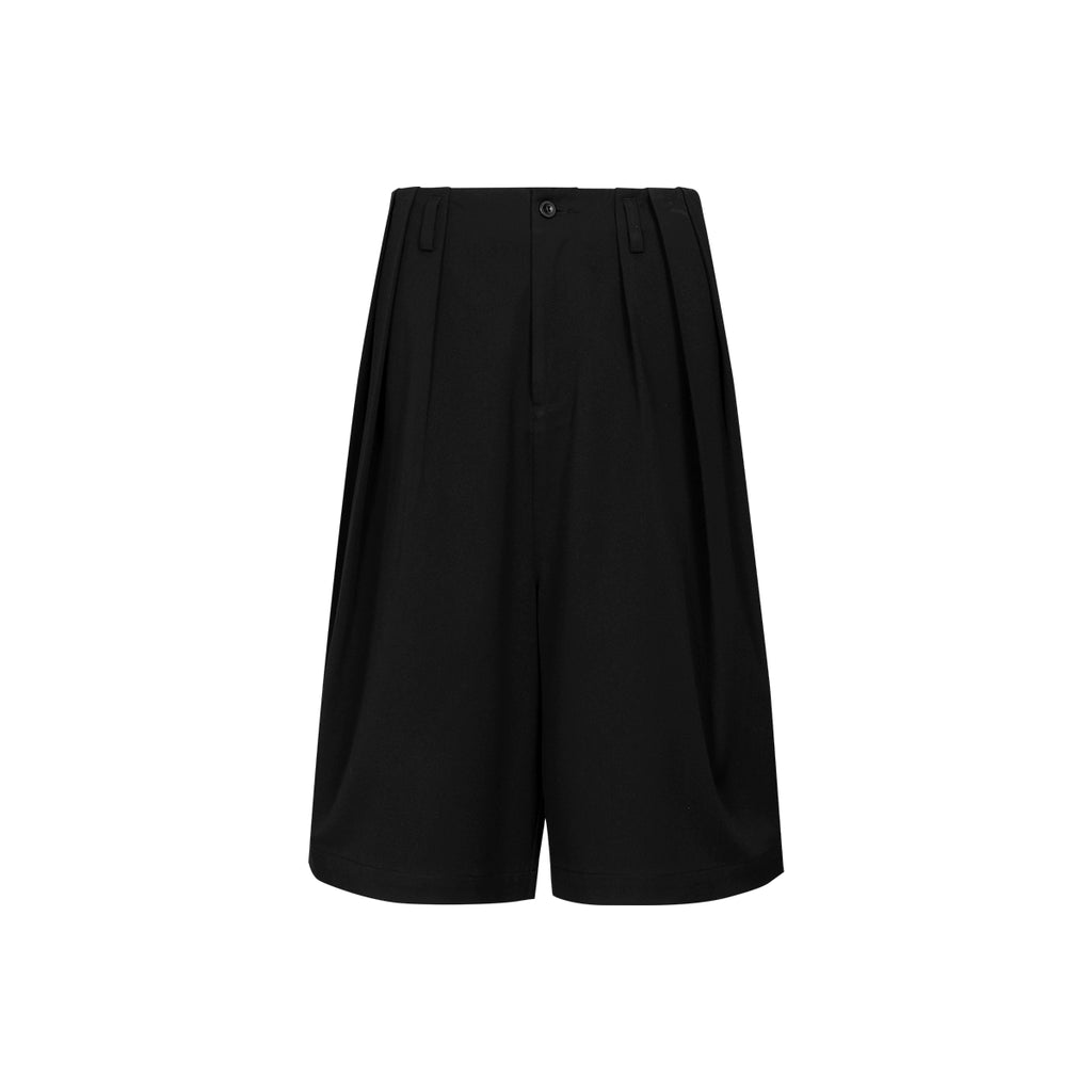 FUNKYFUN 2025SS Double-piece pleated design waistless wide five-point low-crotch trousers shorts