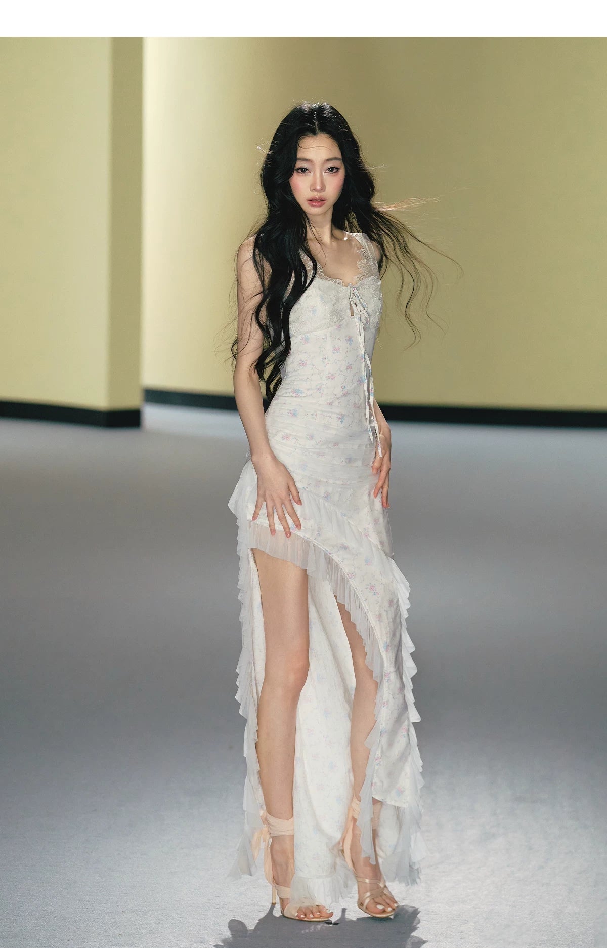 AGAM Floral Mesh Suspender Dress