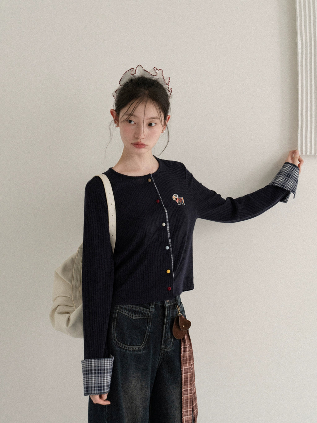 Cantonstory Color Button Knitted Slim-Fit Cardigan