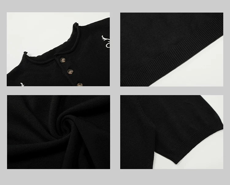 A PUEE Vintage Floral Embroidery Knitted Tee