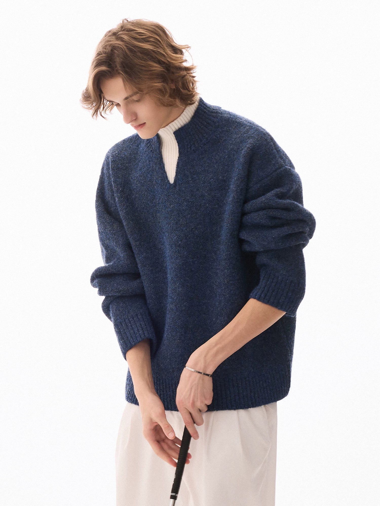 CHOR Contrasting Knitted Fake Two-piece Thickened Turtleneck Sweater