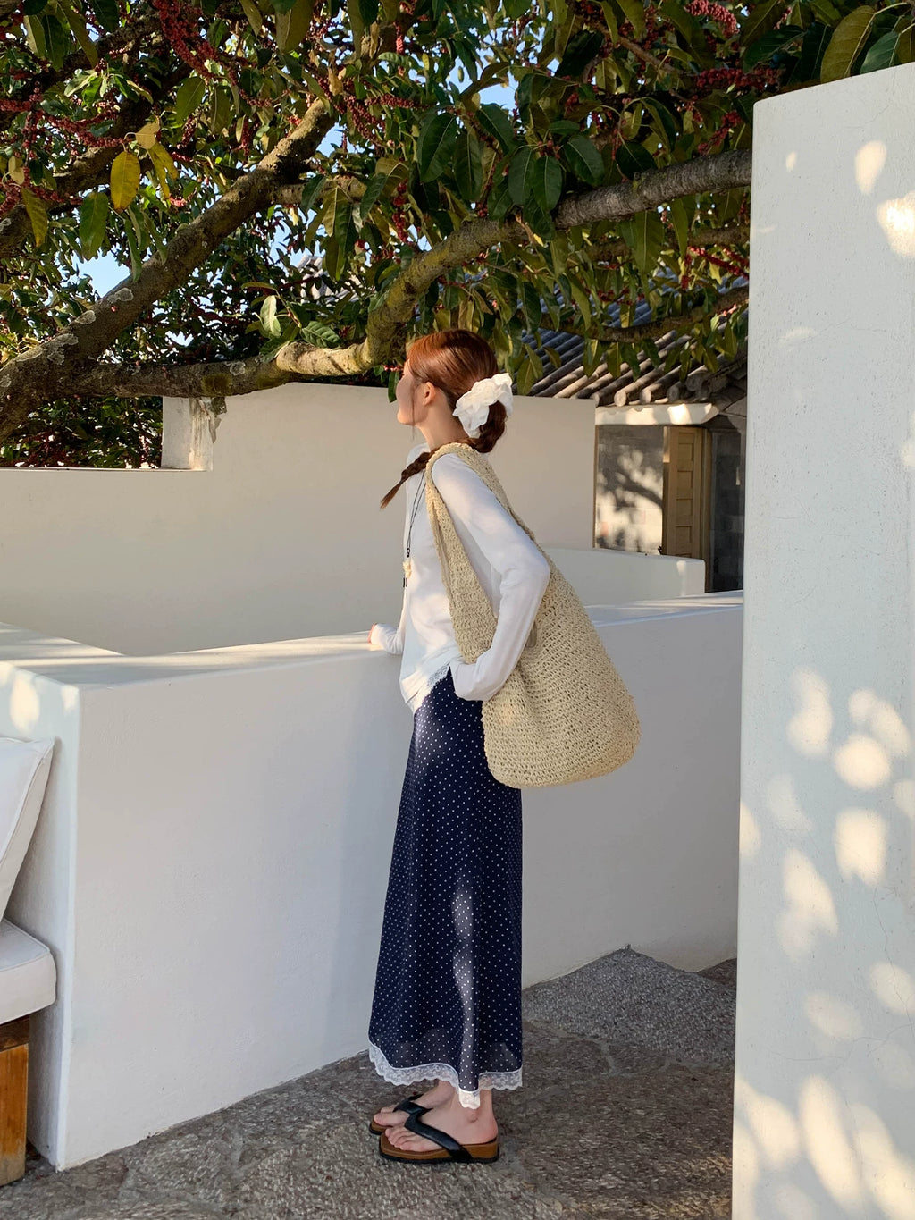 KANO Chiffon Polka Dot Slim-fit Skirt