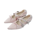 Mooreyu Pointed Head Shallow Mouth Bow Cross Strap Single Shoe