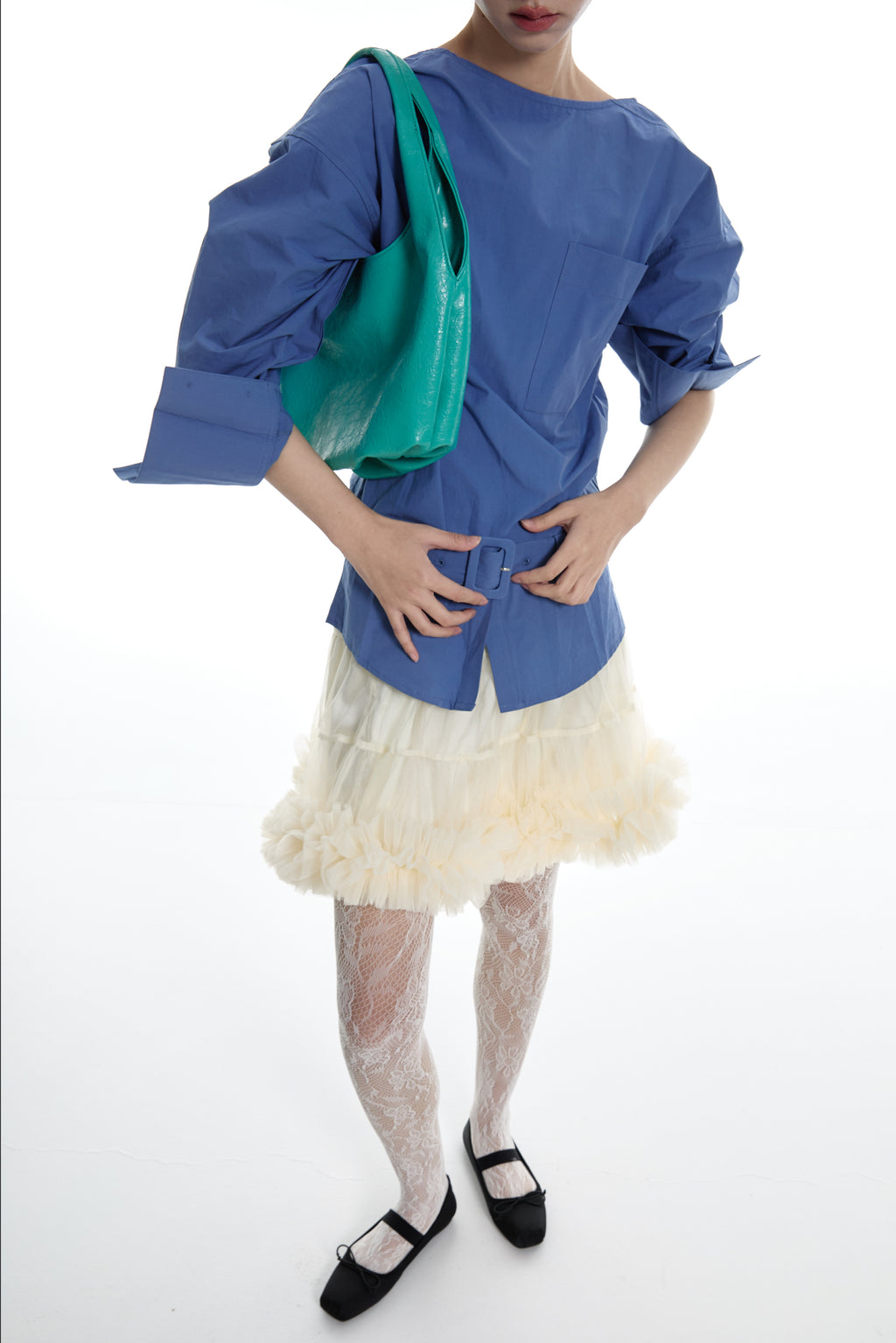 DirtySix Fuka bento soft pleated shiny leather bag