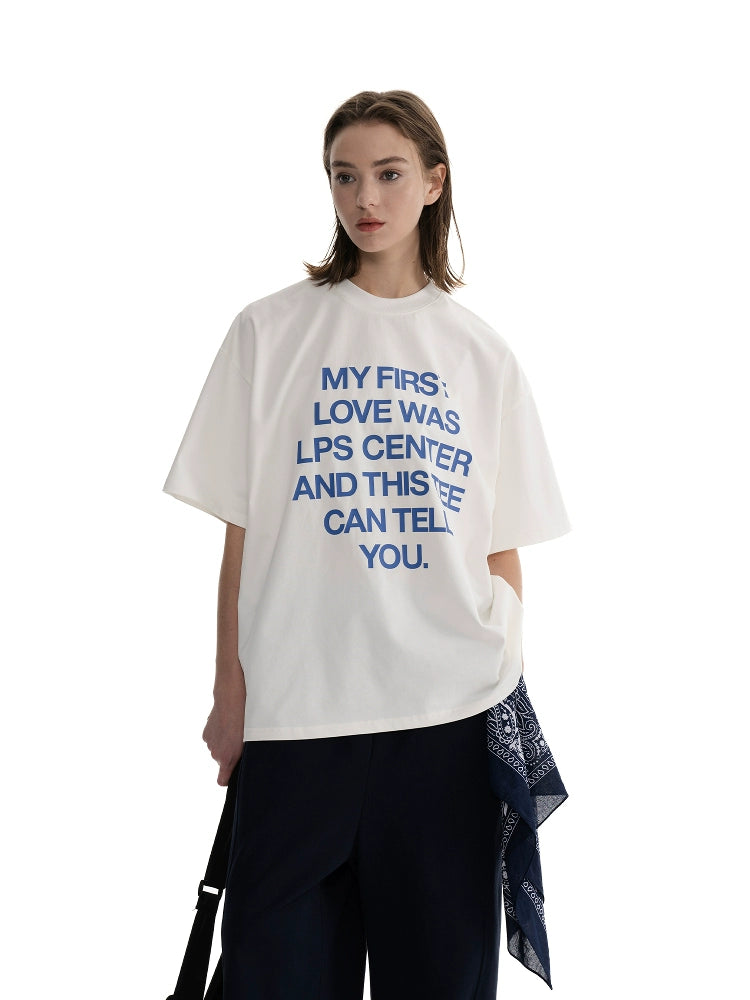 Loopsoon Large Chest Print Alphabet Versatile Tee