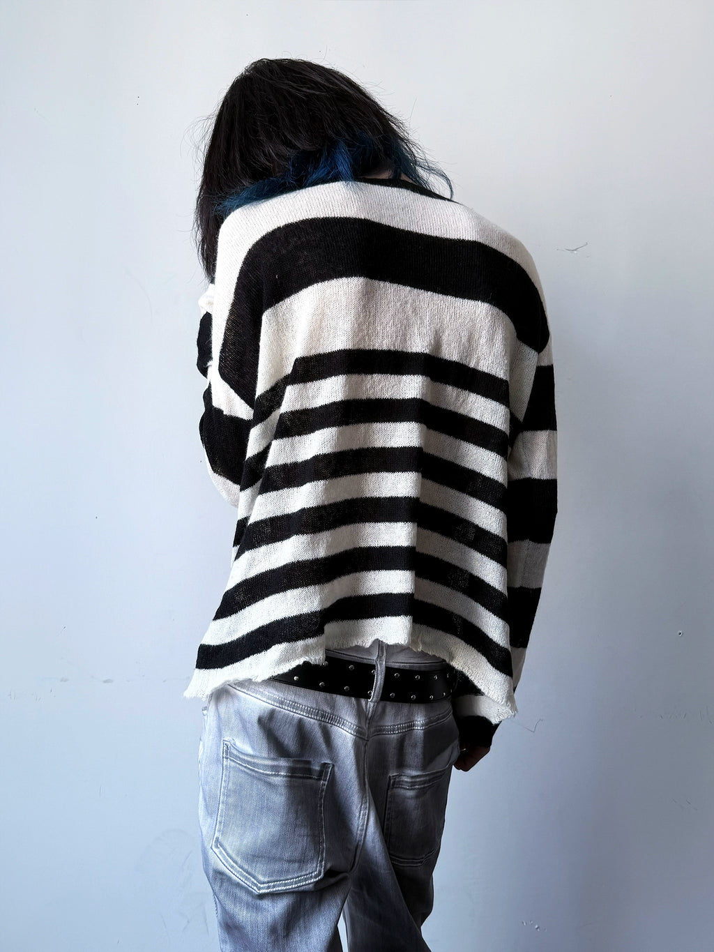 PAIKI Portrait Subculture Black and White Striped Sweater