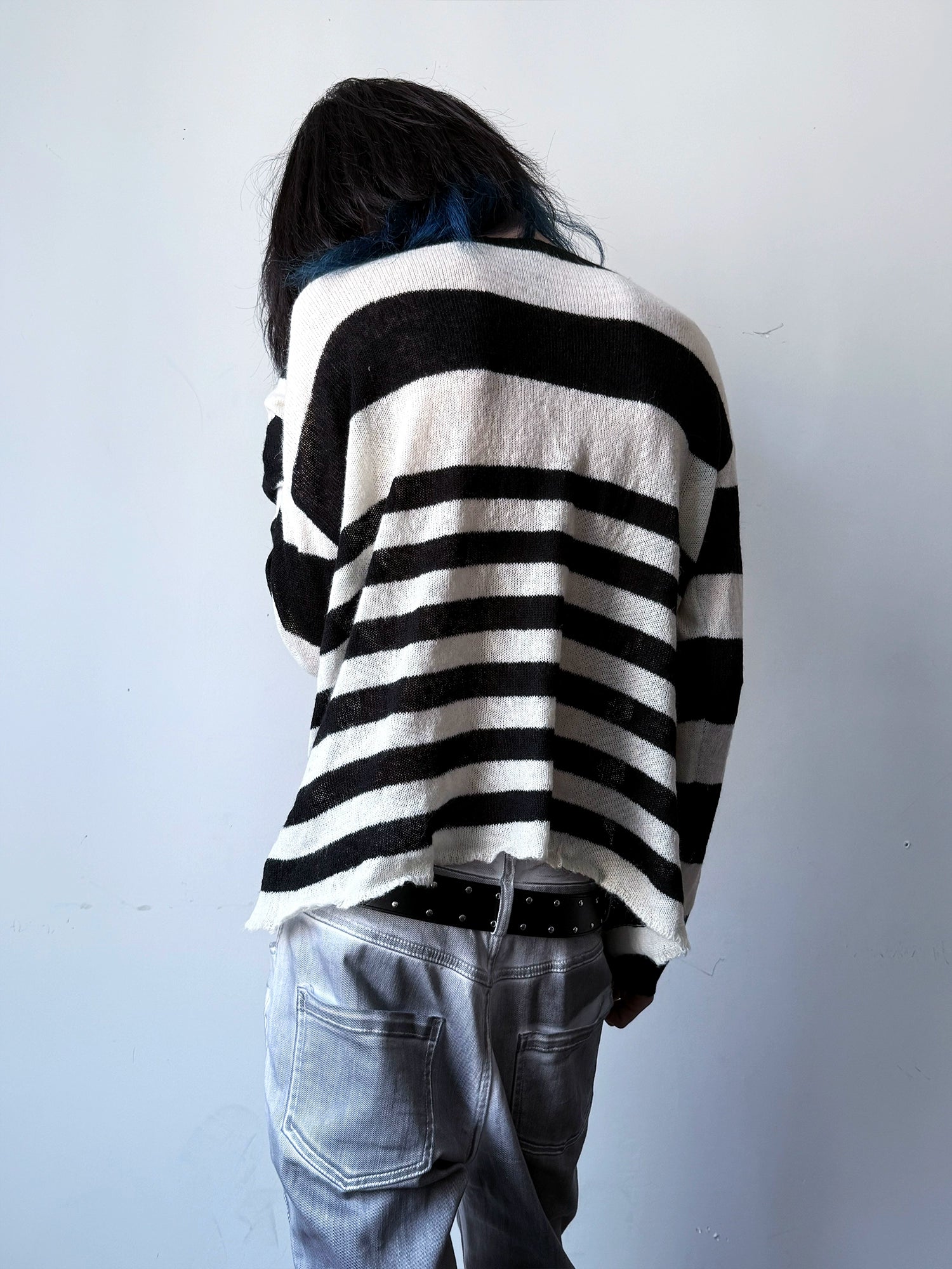 PAIKI Portrait Subculture Black and White Striped Sweater
