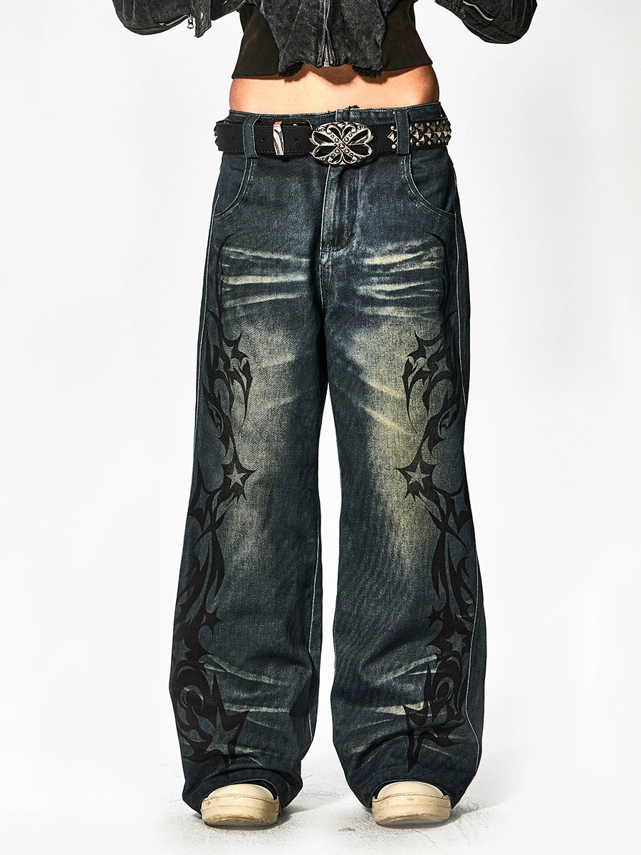 DND4DES Retro Dark Thorn Element Casual Jeans