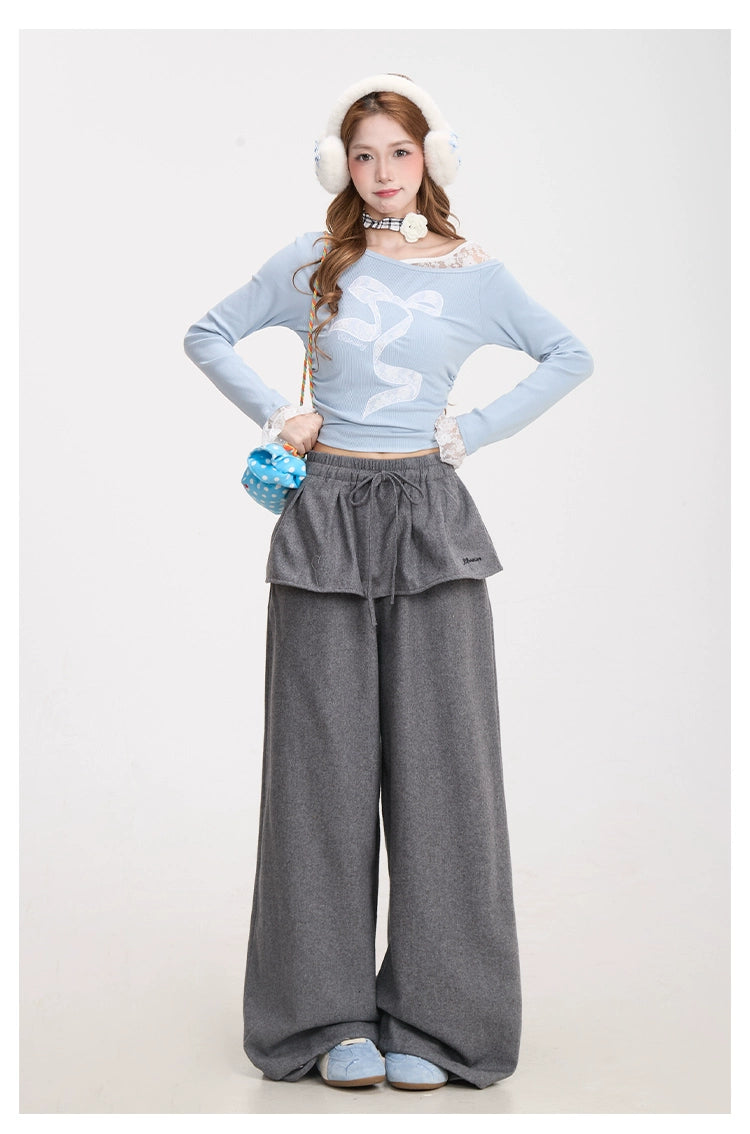 Mershier Fart Curtain Fake Two-Piece Versatile Sweatpants