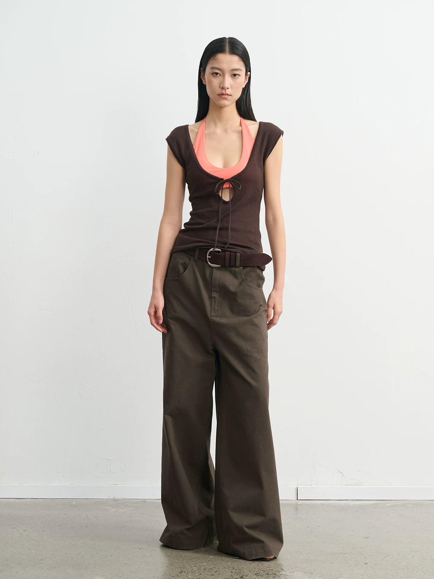 LINY LIBERTY U-neck Hollow Strap Knitted Vest