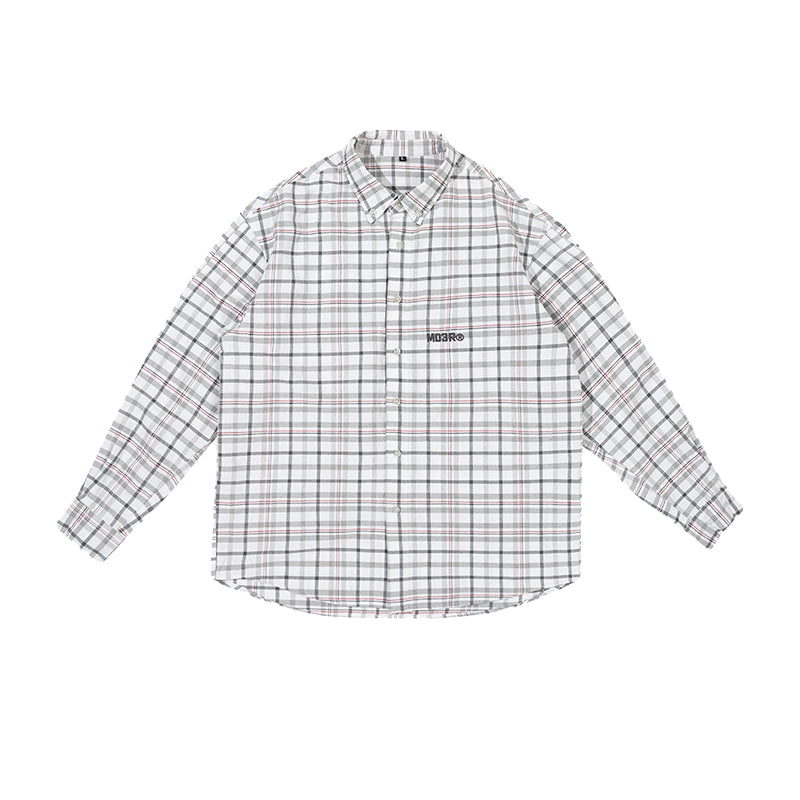 Madeinerror Casual Neutral Simple Plaid Shirt Shorts Set