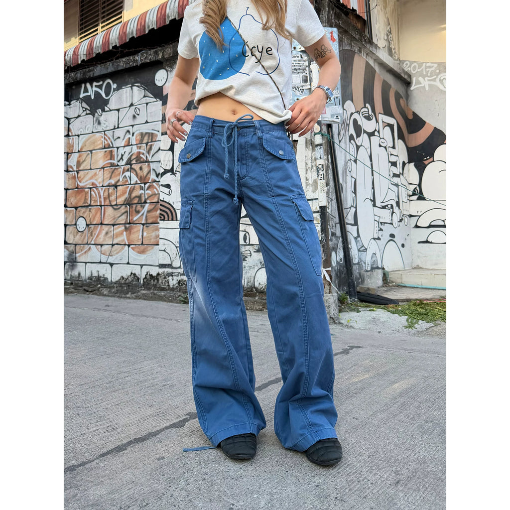 CCYE Multi-pocket Straight-leg Low-rise Overalls