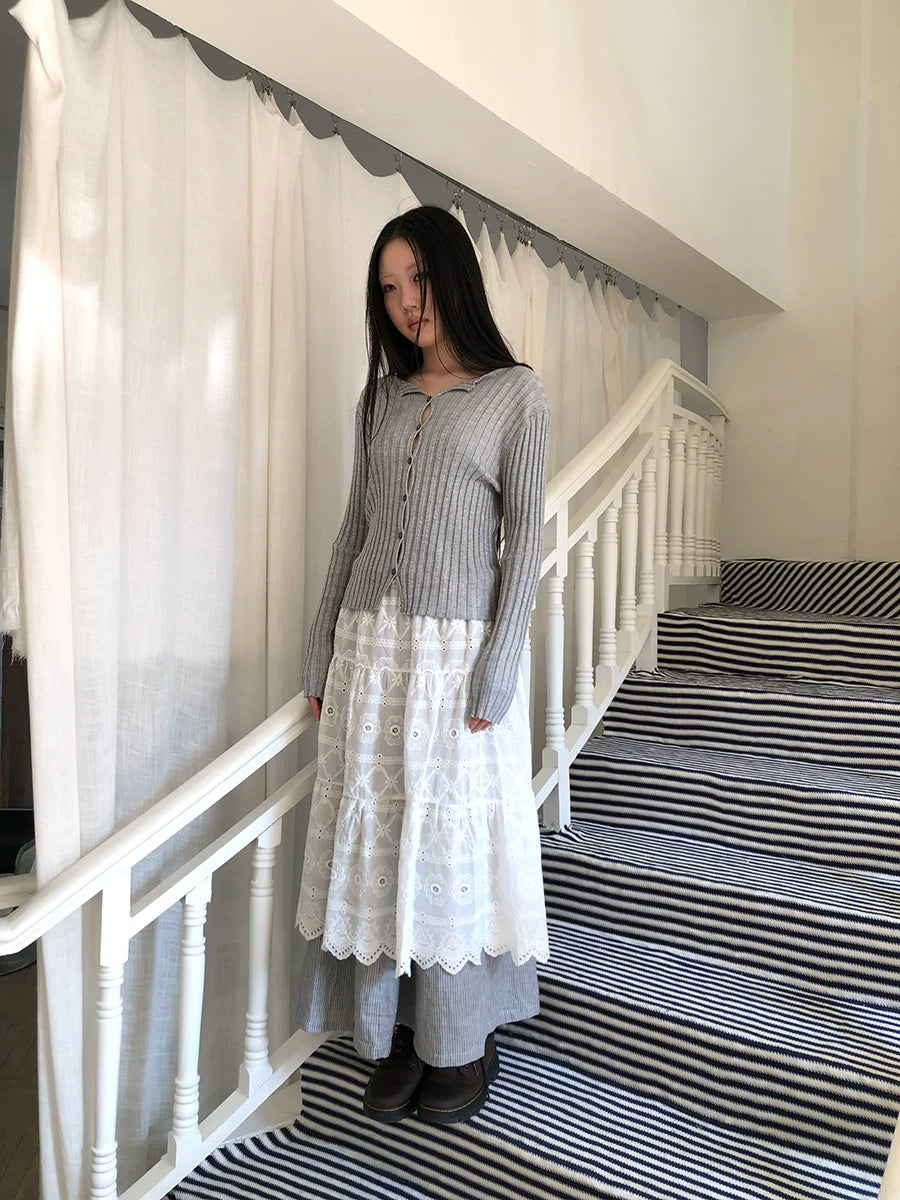Ang:project Openwork Embroidered Strappy Fart Curtain Skirt