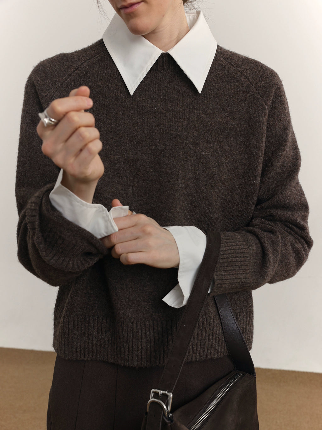 COLN Vintage Short Basic Knitted Sweater