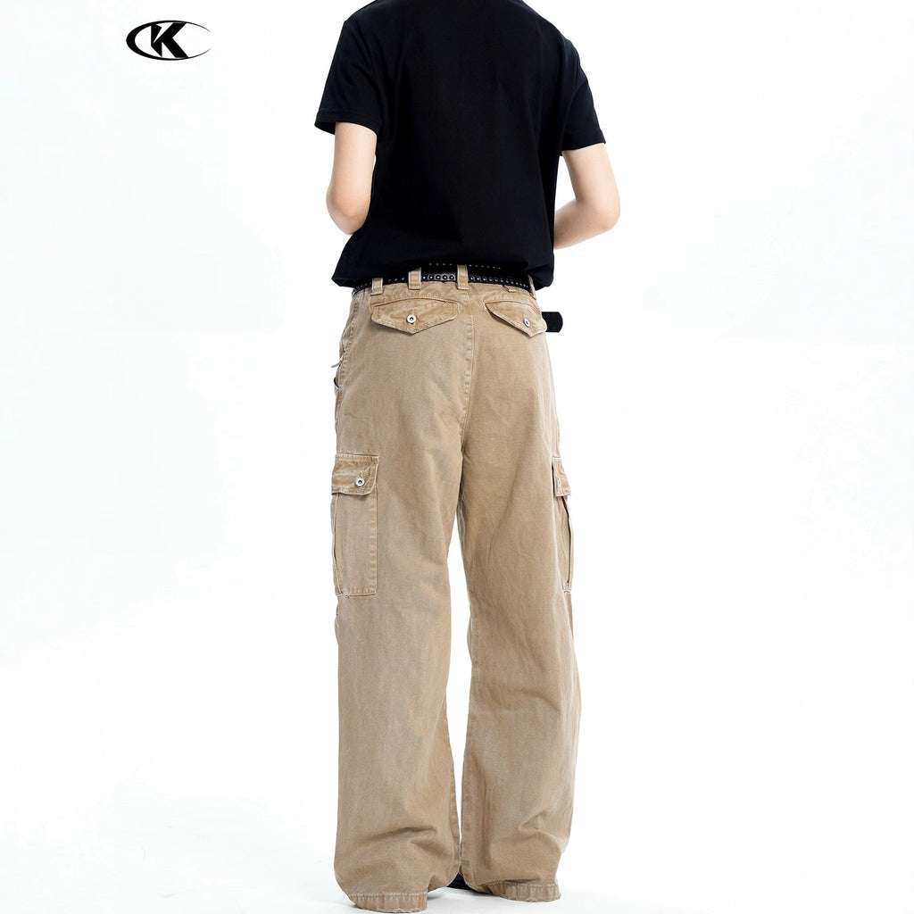 11KN Retro Old and Thin Straight Casual Pants