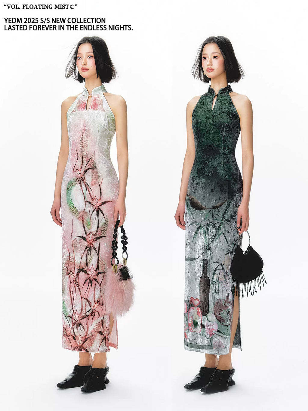 YEDM Retro Velvet Neck Dress