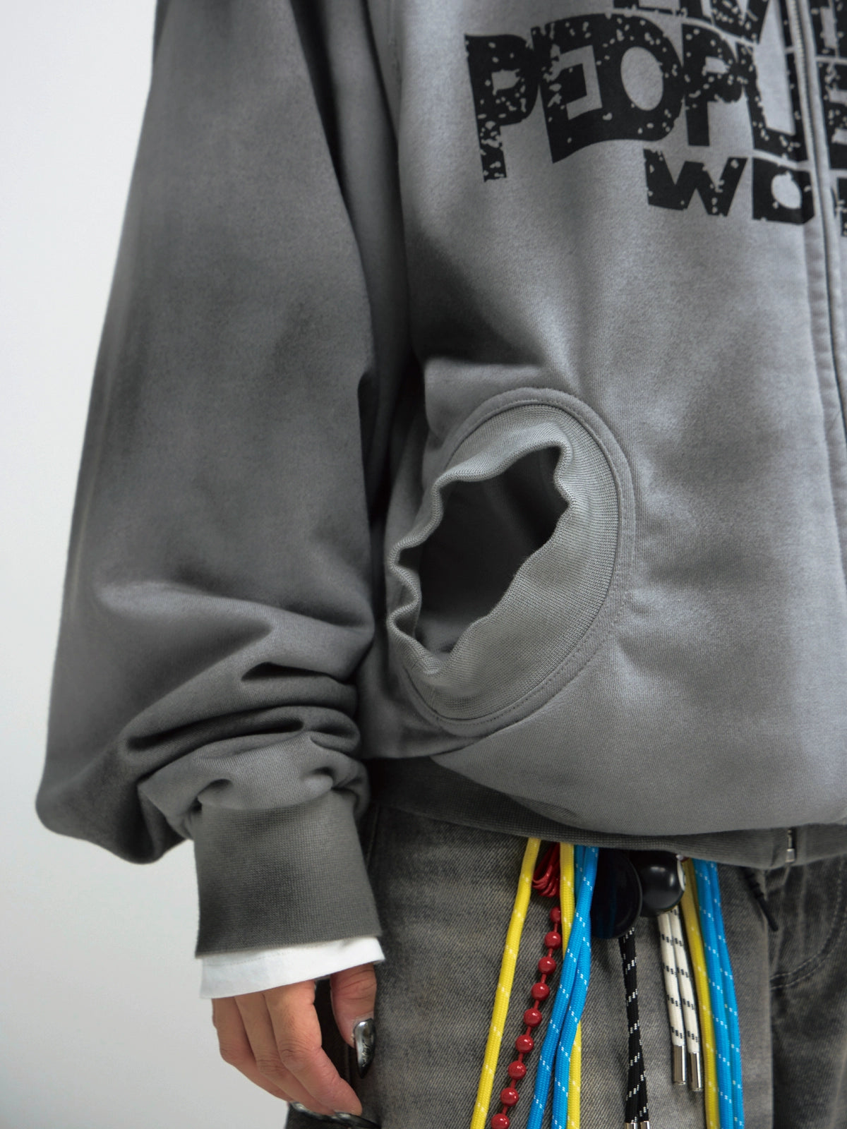 PEOPLESTYLE Dirty Dye Gradual Change Print Hooded Sweater