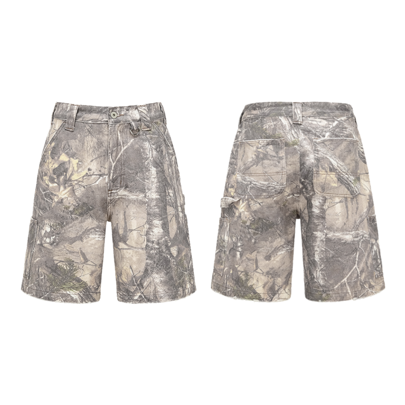 KONOOT Dead Branch Camouflage Washed Old Gradual Change Shorts