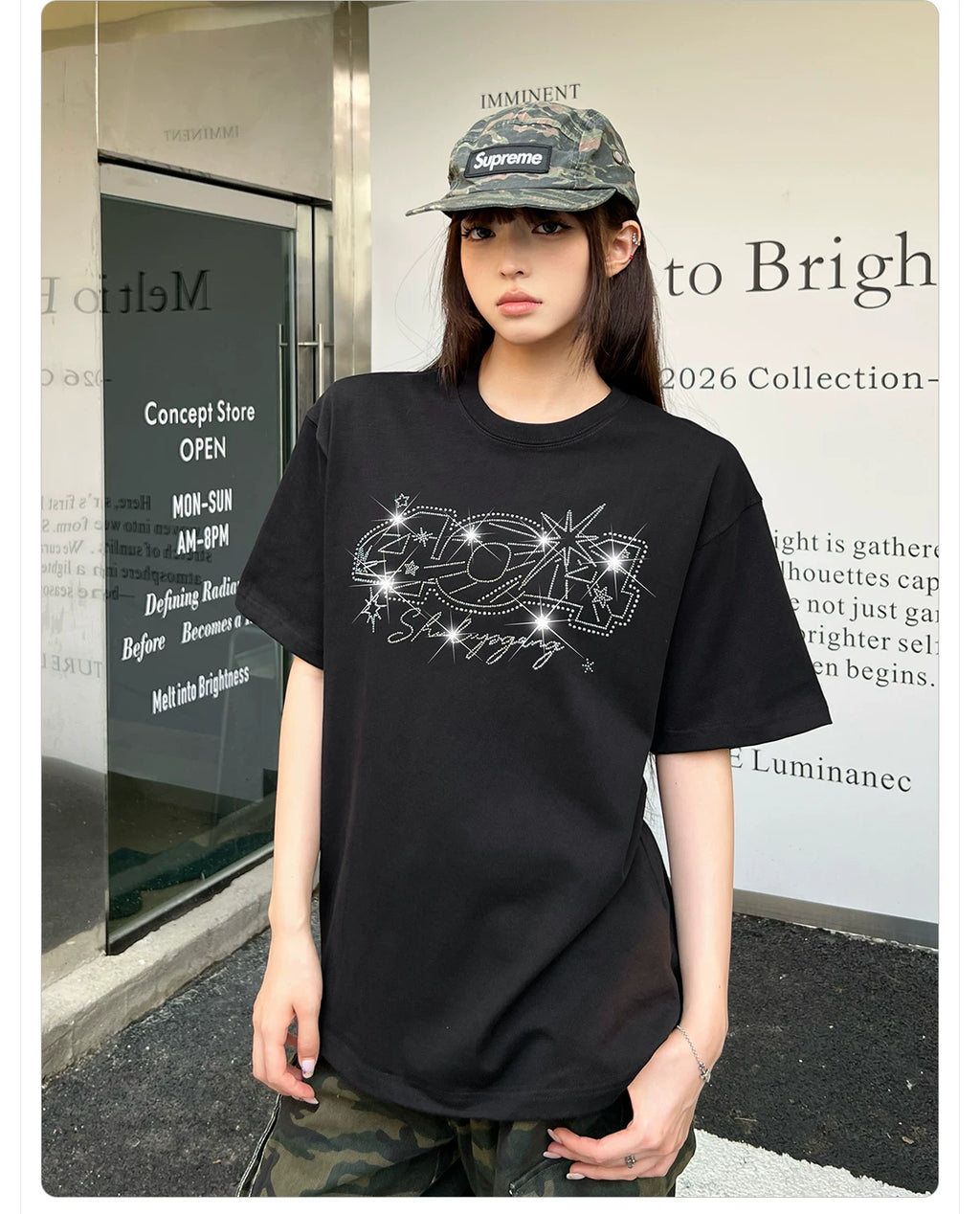 404MOB Star Hot Diamond Round Neck Tee