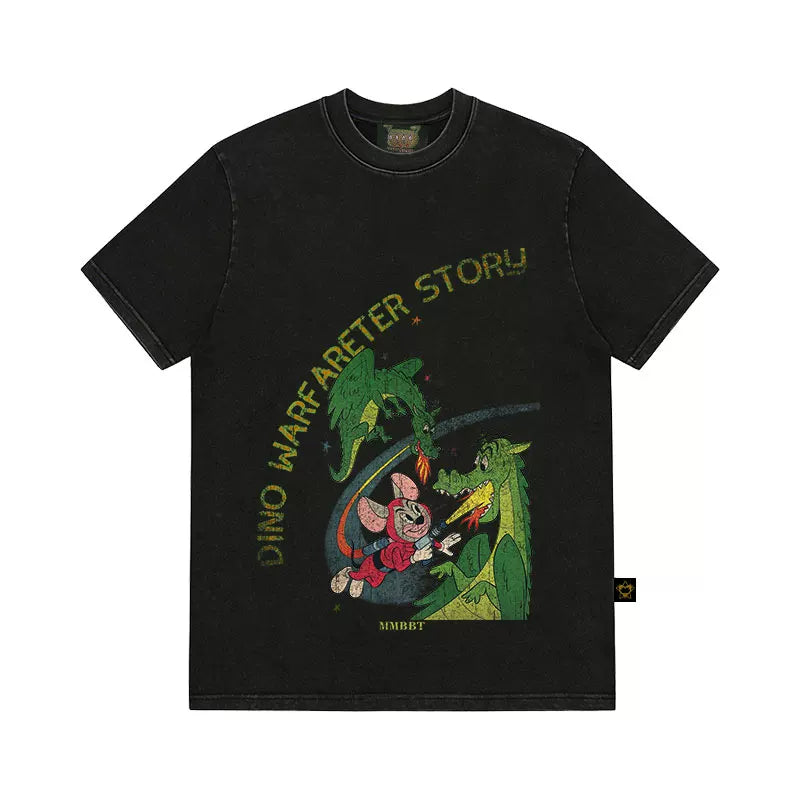 MMBBT Funny Cartoon Print Crew Neck Tee