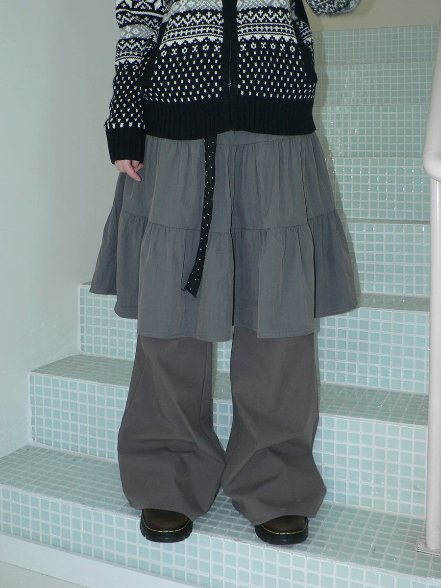 ANG: Project Retro Drape Thin Fake Two-piece Culottes