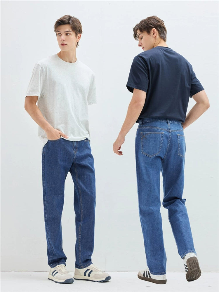 Giordano Straight Mid-waist Micro-elastic Denim Trousers