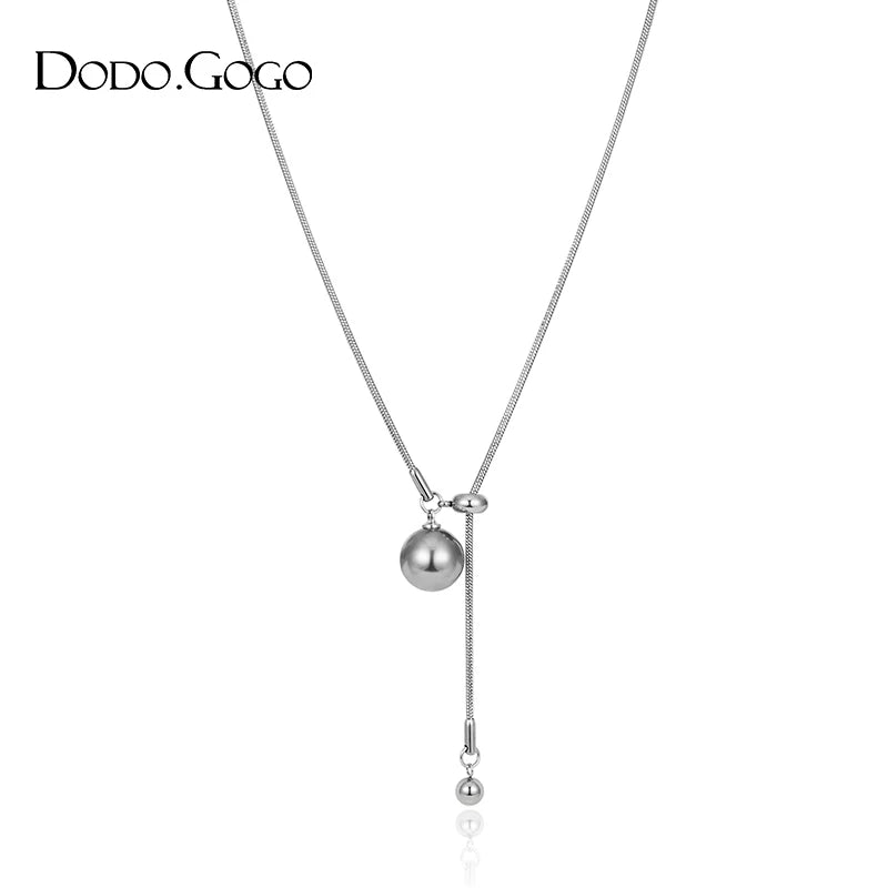DODOGOGO Pearl Necklace Long Pendant Sweater Chain Collarbone Chain