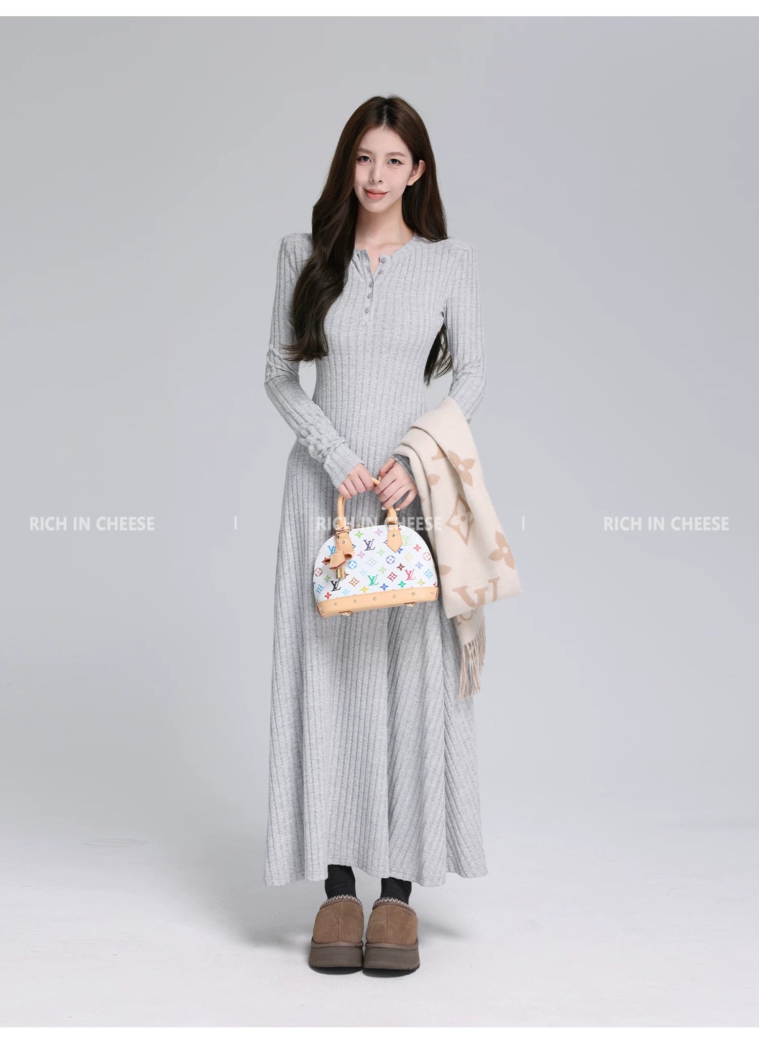 RICH IN CHEESE  Knitted Waist Dress