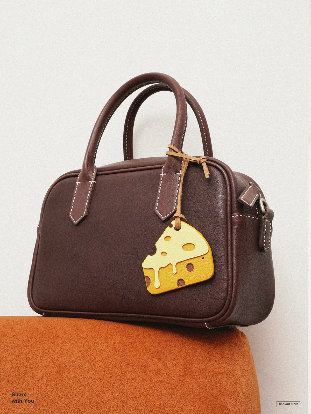 Momogigi fried cure, handmade custom leather contrasting cheese cheese cute bag pendant key accessories