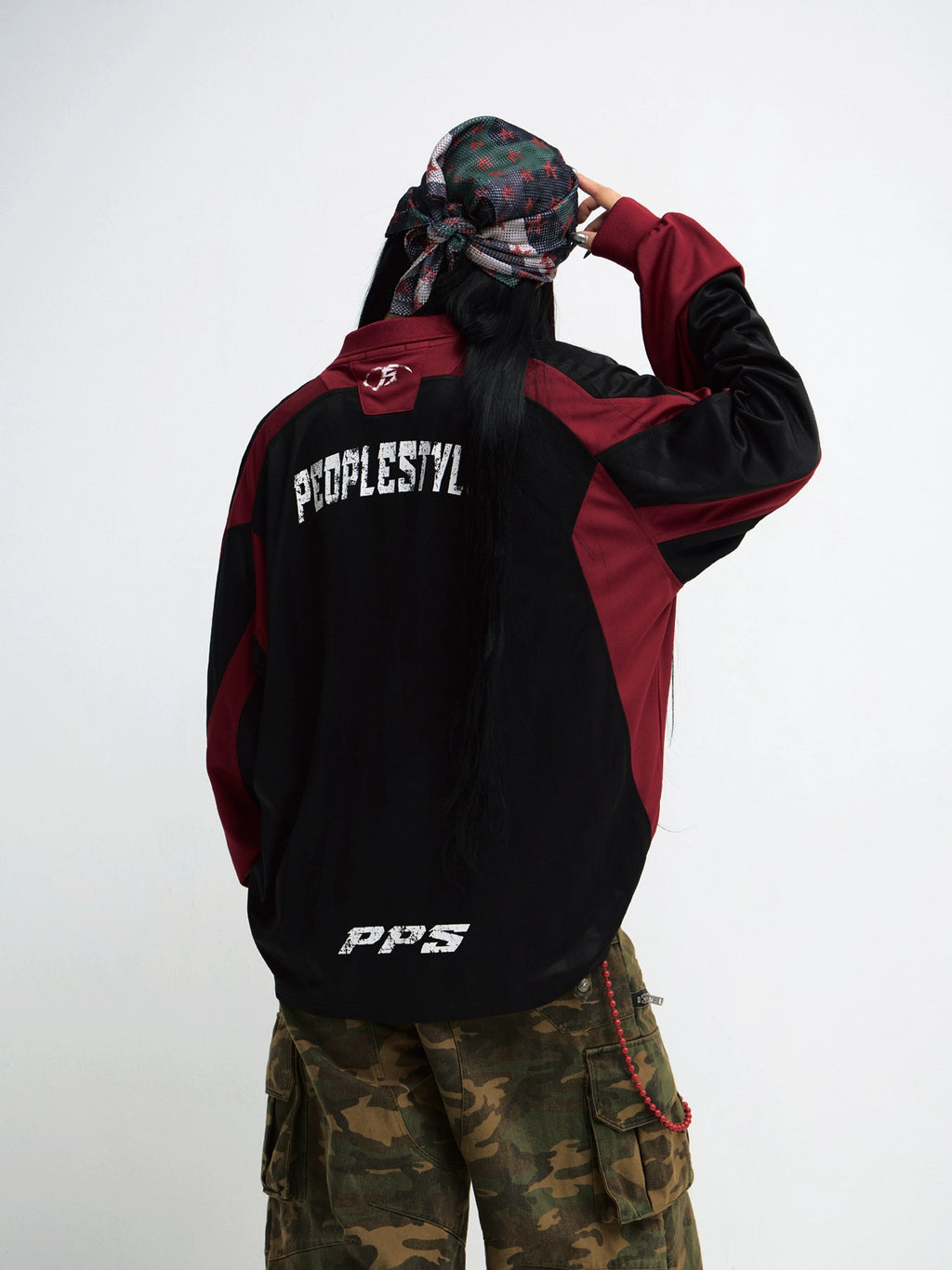PEOPLESTYLE Sports Wind Contrasting Color Splicing Racing Car Quick-drying Long Sleeves