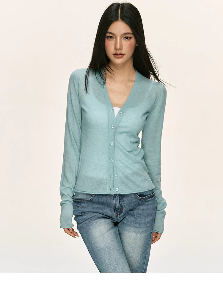 Anna Aneae V-neck Slim-fit Slim-fit Knitted Cardigan
