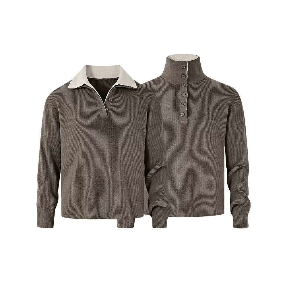 KREATE Double-neck Fake Two-piece Sweater Jacket