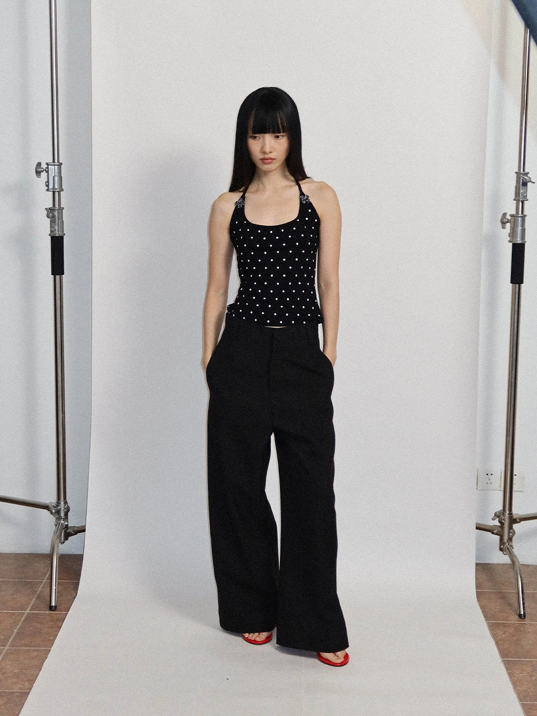 FUNKYFUN High Waist Straight Casual Trousers