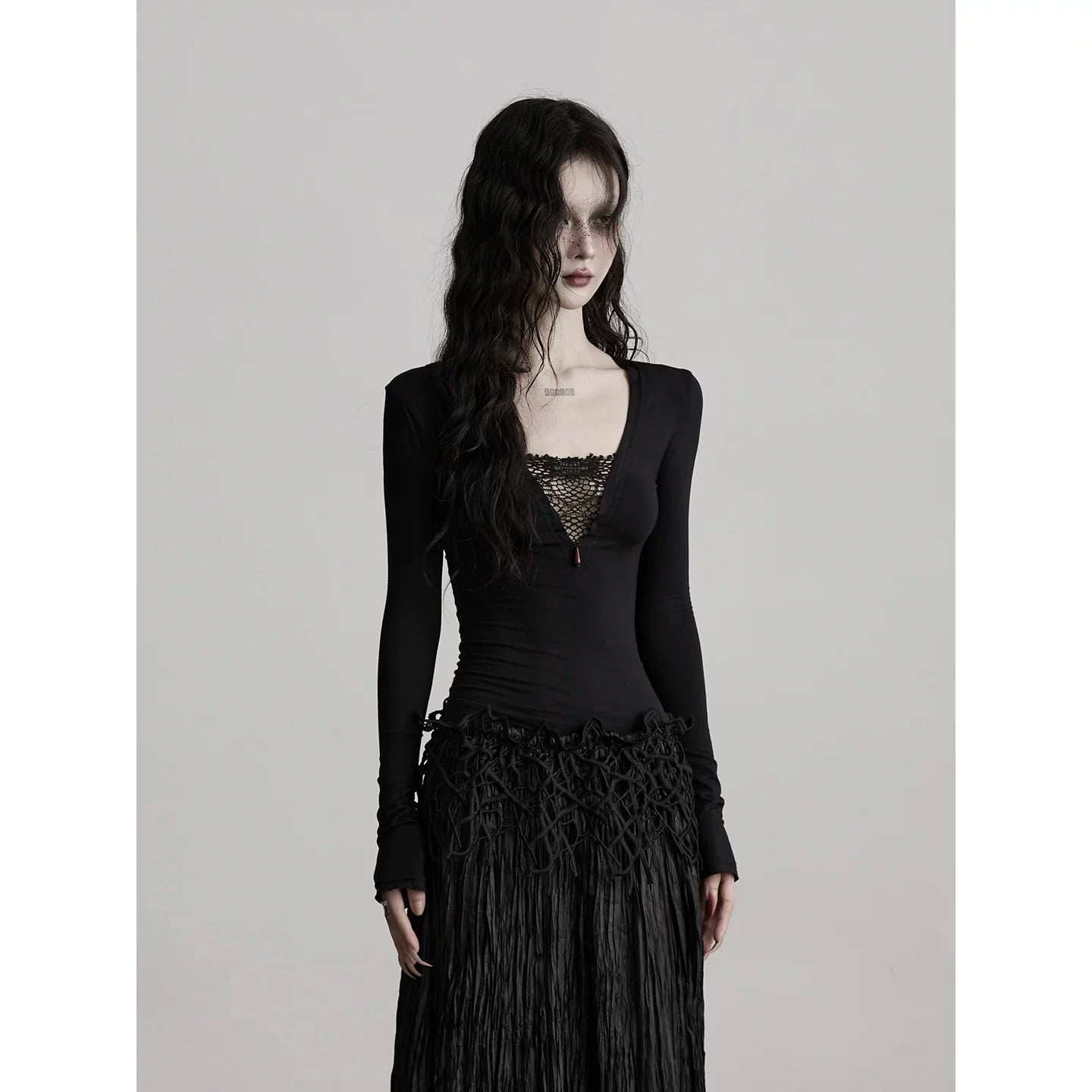 INDULGE Hollow Waist Slim Long Sleeves