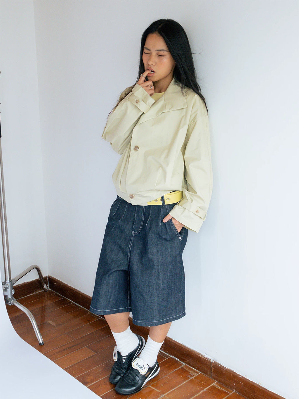 FUNKYFUN Vintage Lapel Waist Pleated Jacket