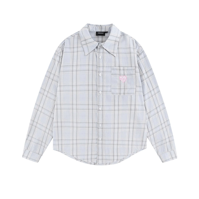 NICEBAD Contrasting Plaid Light Long-sleeved Shirt