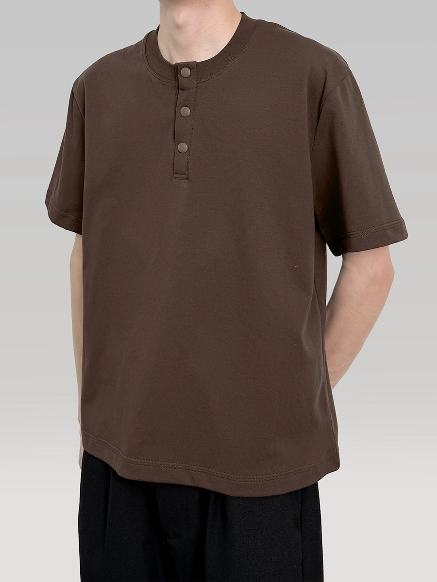 PLUS NO LOGO Henry Collar Casual Versatile Tee