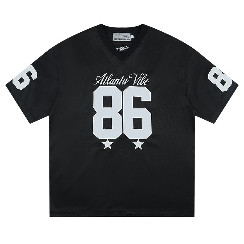 Harshandcruel  Vintage Digital Patch Embroidery Mesh Quick Drying Ice Hockey Tee