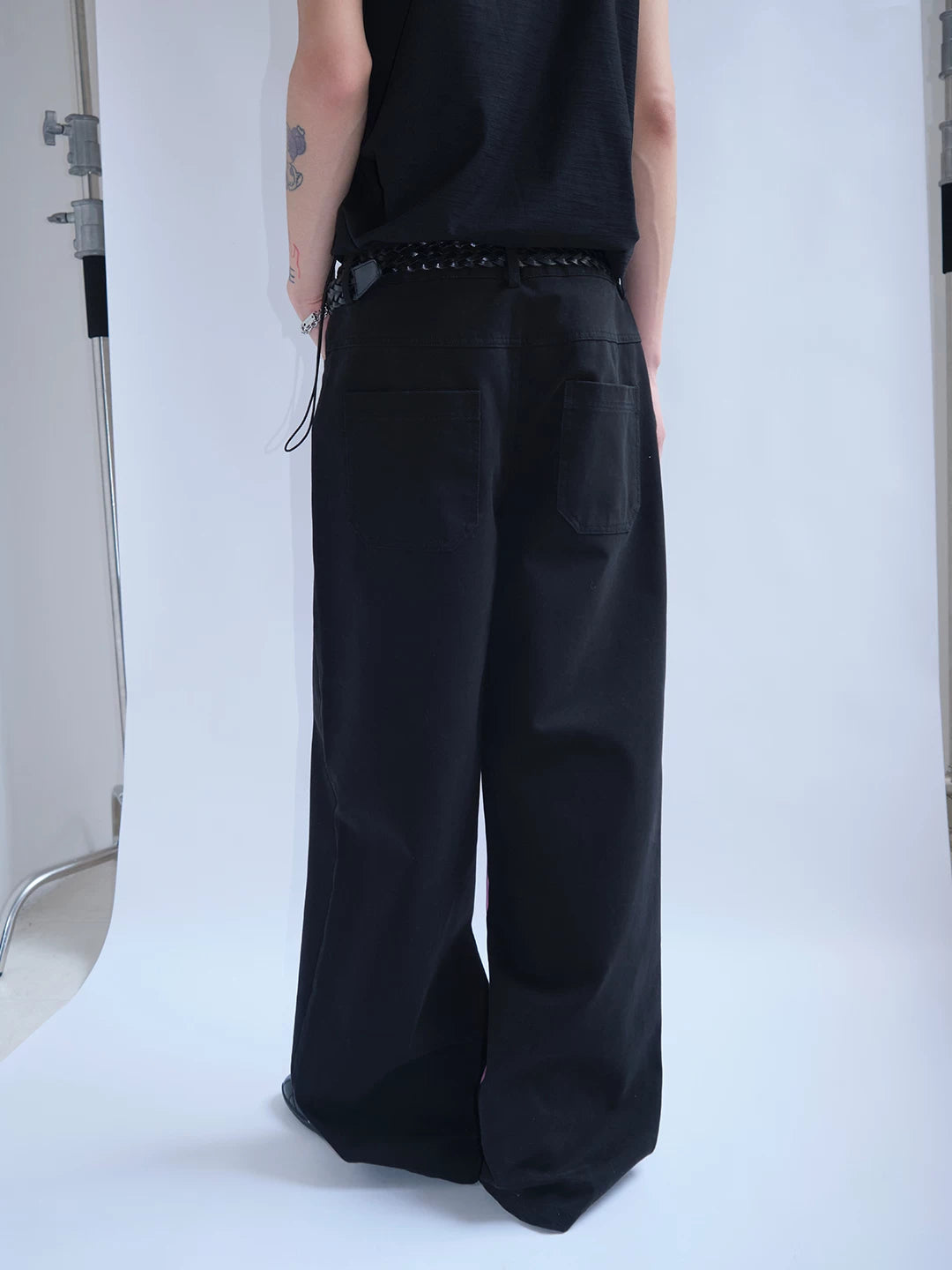 FUNKYFUN Contrast Color Pieced Wide-leg Pants