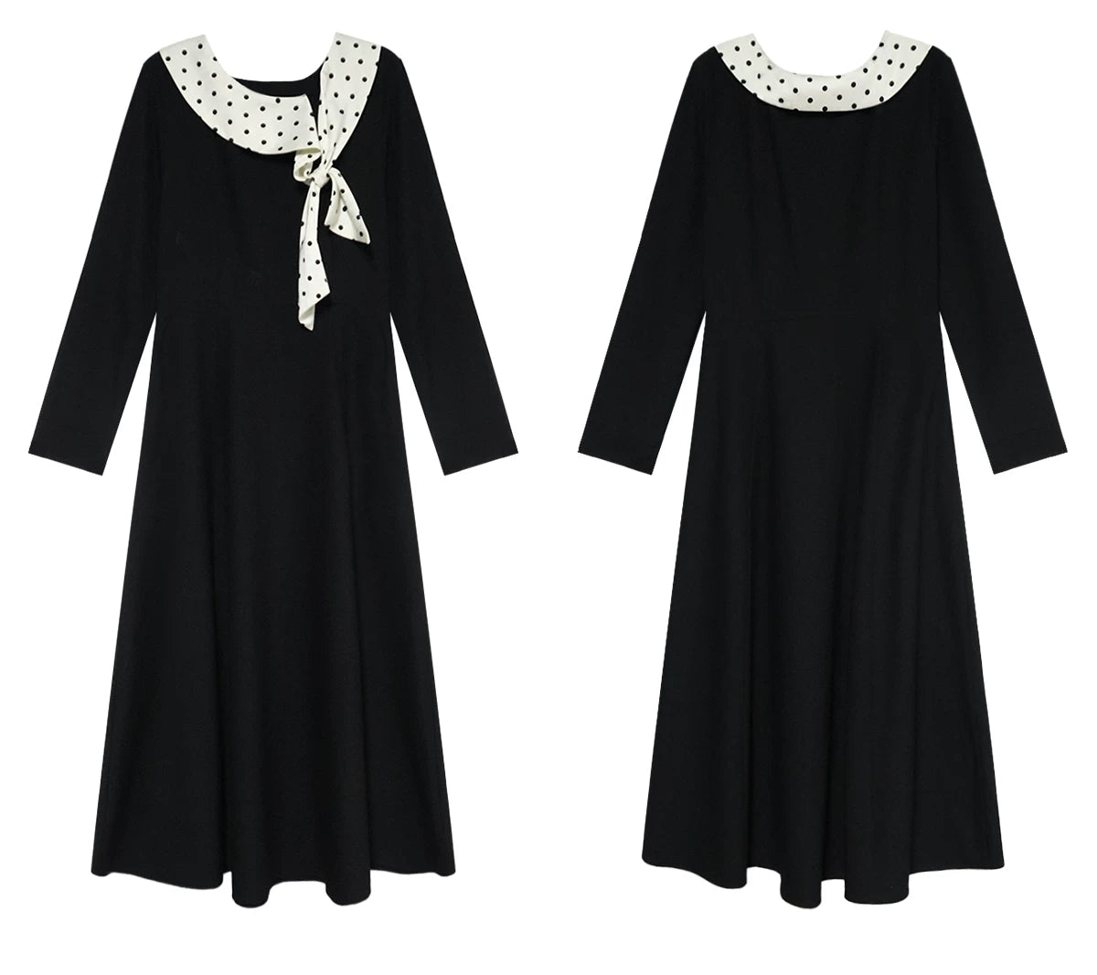 TYANG Temperament Polka Dot Streamer Collar Dress
