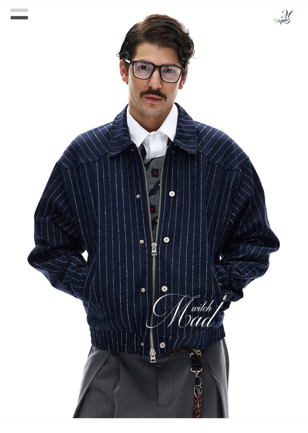 MADWITCH Vintage Simple Premium Striped Jacket