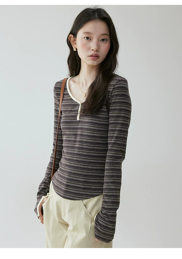 VOOE Contrast Striped Slim Tee