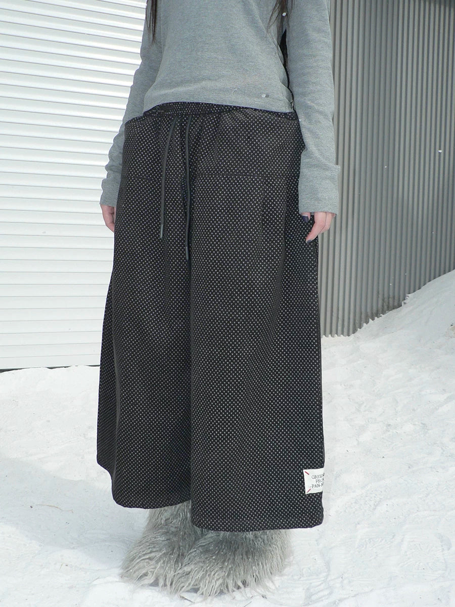 Ang: Project Vintage Polka Dot Elastic Waist Drawstring Wide Leg Slacks