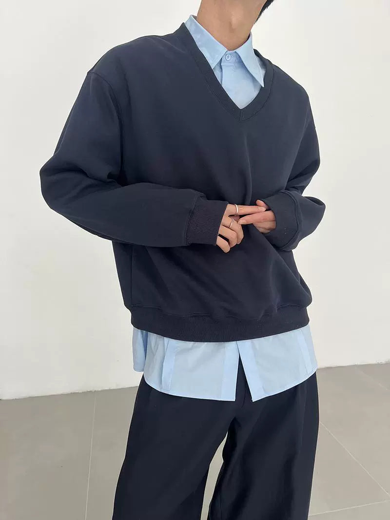 COLN Deep V-neck Pullover Sweater