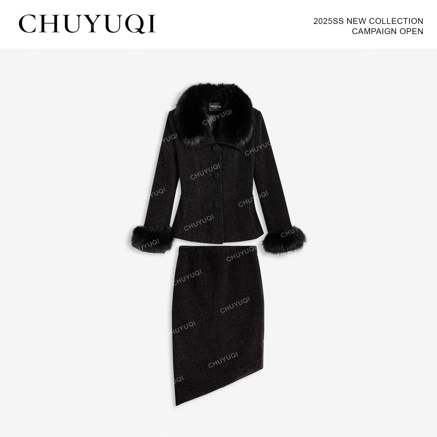 CHUYUQI Temperament Hair Leader Skirt Suit