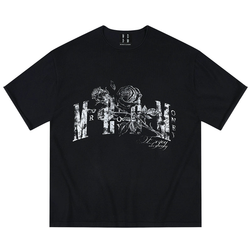 MEDM Rose Knitted Casual Crew Neck Tee